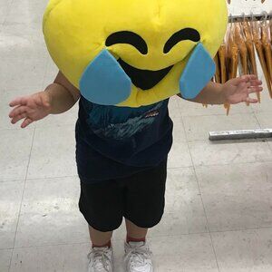 Crying Laughing Emoji Mask Meme Plush Halloween Costume Accessory - One Size NWT